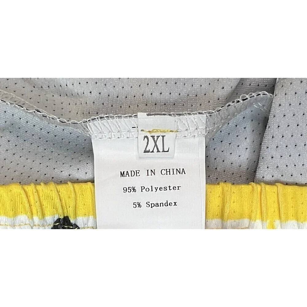 NWOT Men's Nylon Stretch Black Yellow Bull Dog Athletic Shorts Size 2XL